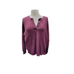 Old Navy Burgundy Waffle Knit Henley Top – Size XL